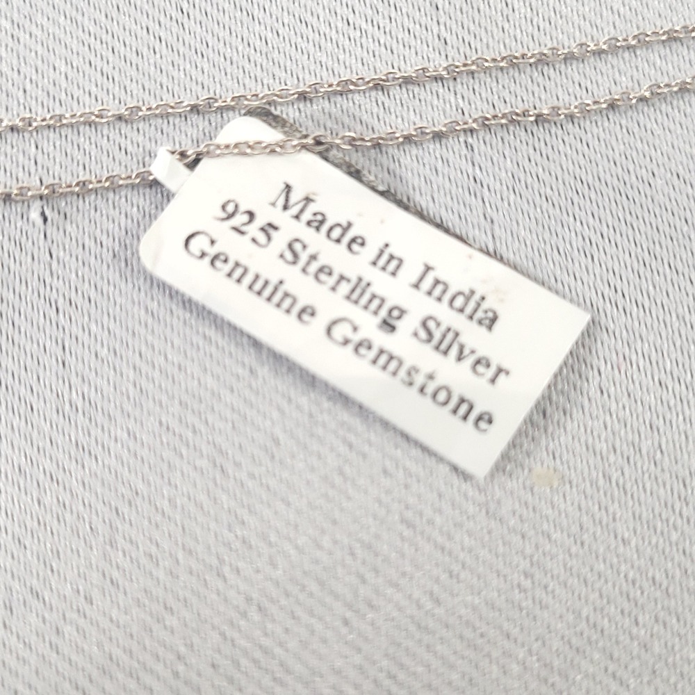 YS 925 Pendant Necklace Sterling Silver Emerald Beryl Teardrop‎ Made in India - Picture 5 of 10